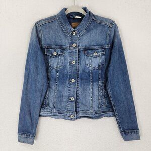 Levis Jacket Womens XL Blue Denim Trucker Jean Stretch Pockets Casual Button Up